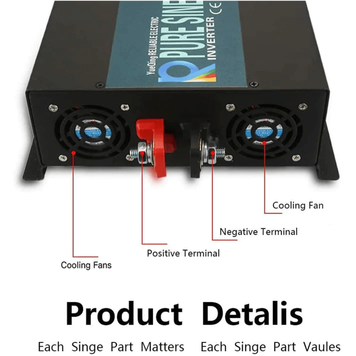 WZRELB 2000 Watt Power Inverter 12V 24V to 120V Pure Sine Wave Inverter - ShopSolar.com