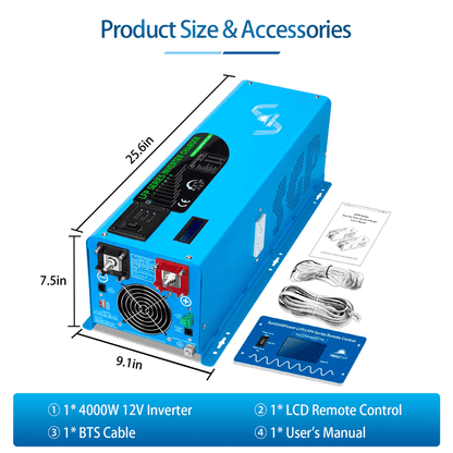 SUNGOLD 4000W DC 12V Pure Sine Wave Inverter with Charger - ShopSolarKits.com