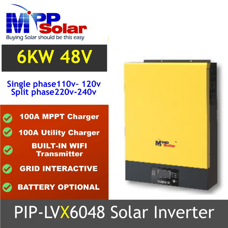 MPP Solar LVX6048 Hybrid Solar Inverter Split Phase 120V/240V Output | 2-Year Warranty - ShopSolarKits.com