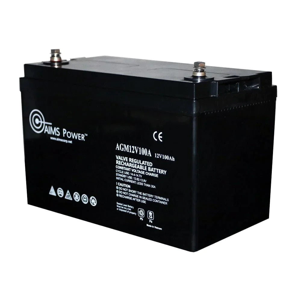 *[Open Box]* AIMS AGM 12V 100Ah Deep Cycle Battery Heavy Duty Solar Battery - ShopSolar.com