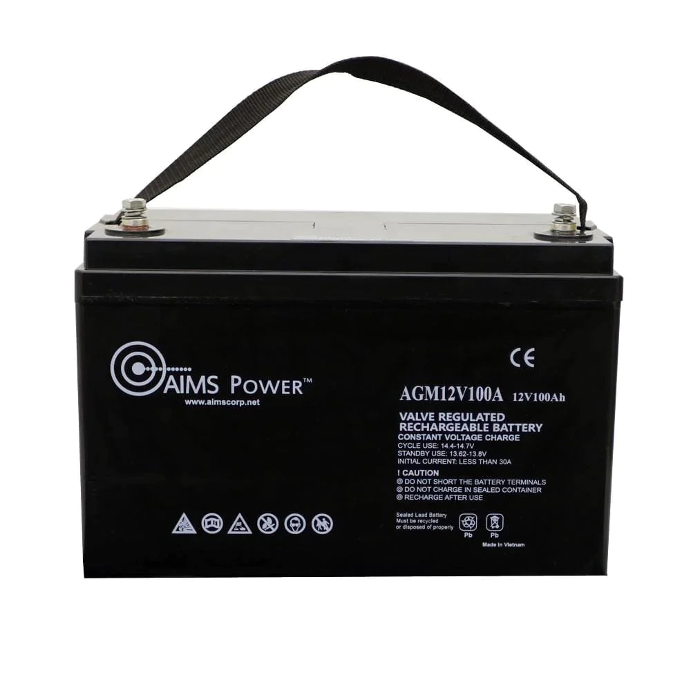 *[Open Box]* AIMS AGM 12V 100Ah Deep Cycle Battery Heavy Duty Solar Battery - ShopSolar.com